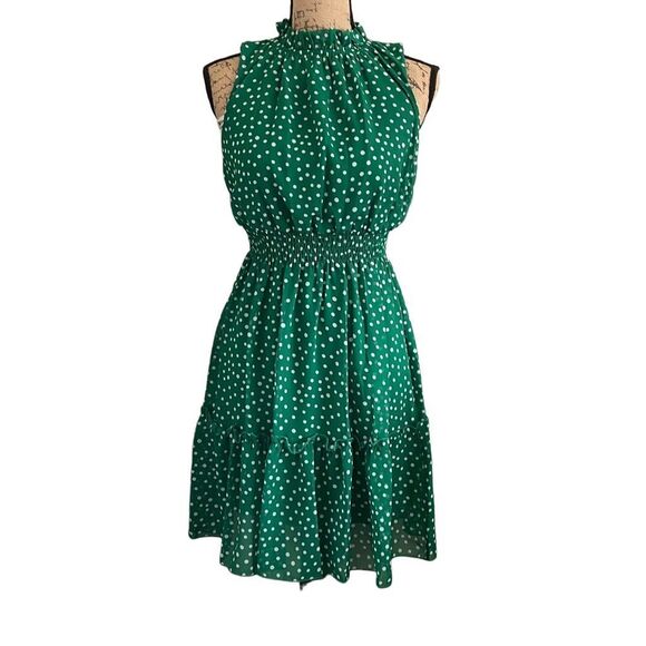 Kate and Lily Dresses & Skirts - EUC! Kate and Lily Green White Dot High Neck Sleeveless Dress - Size 2P-4P
